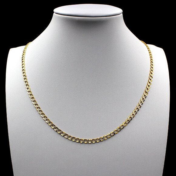 Real 10K Yellow Gold 2.5mm Diamond Cut Cuban Link Chain Necklace 22" inch